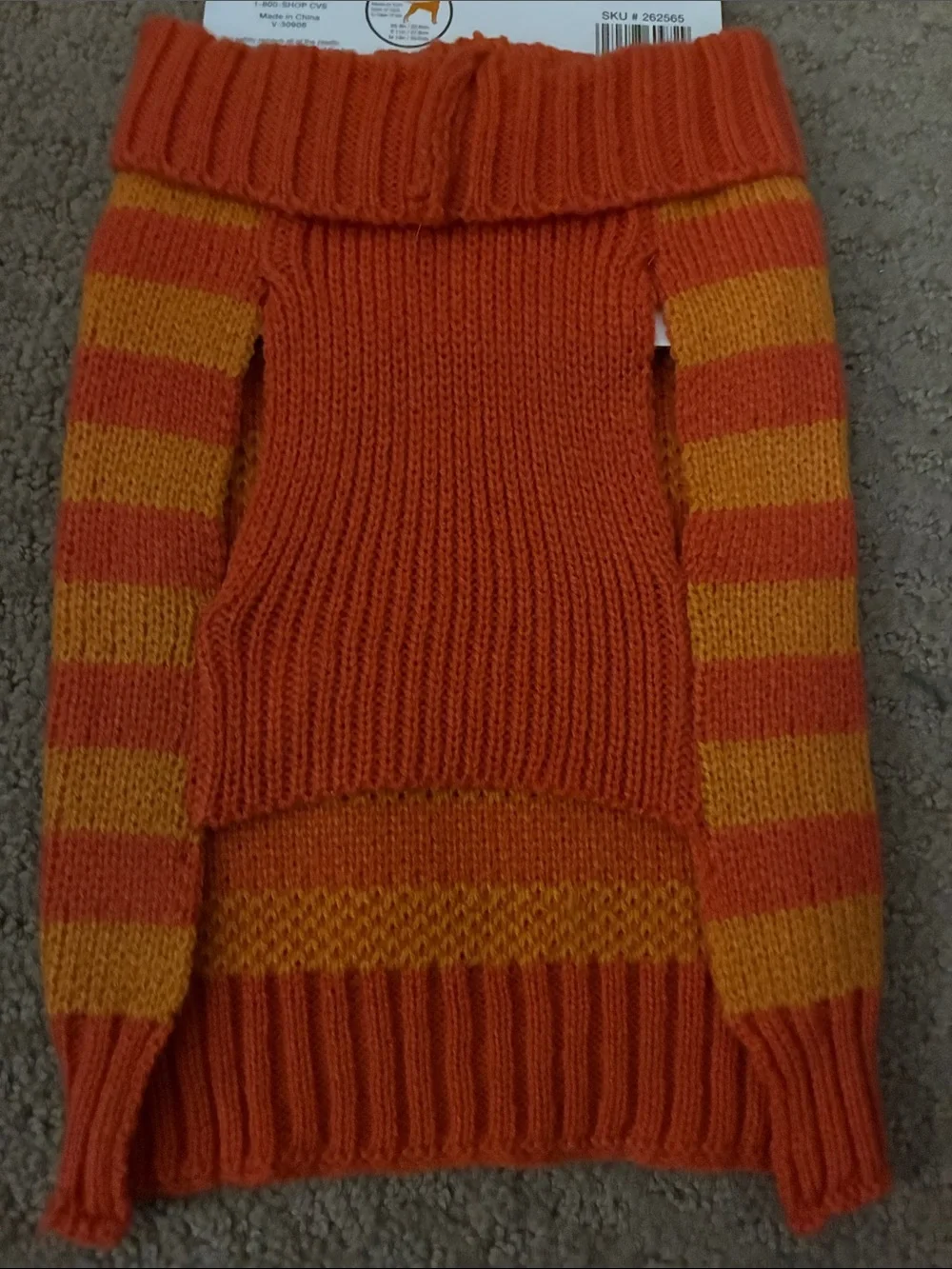 Orange Striped Pumpkin dog Costume Sweater